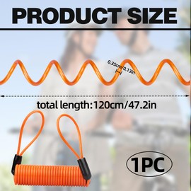 1.2m Orange Motorcycle Disc Lock Reminder Cable Parking Lot Garage Travel Disc Lock Motorbike Cable Spring Motorbike Motorcycle Disc Lock Reminder Cable