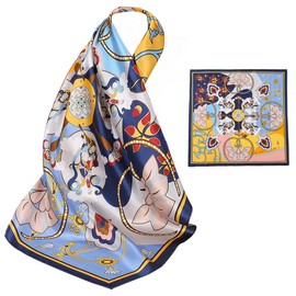 ZhaoCo 100% Natural Mulberry Silk Scarf, 66 x 66 cm / 26 x 26 Inch Silk Scarf, Graphic Print, Small, Soft, Square Silk Scarf for Women, Ss70-007