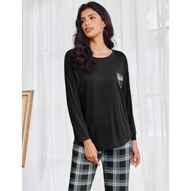 Ekouaer Womens Pyjamas Set Nightwear Ladies Cotton 2 Piece Outfits Loungewear Sets Leisure Suits Homewear Long Sleeve Girls Pyjamas M