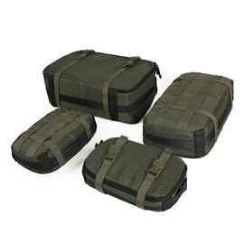 CASONMMAX 4 Set Tactical Packing Cubes ，Compressible Mesh Duffle Storage Bag,Portable Edc Molle Pouch Organizer. (OD GREEN)