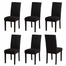 Chair Covers, Set of 6, Black, Stretch Dining Room Chair Covers for Dining Room Chairs, Removable Washable Spandex Chair Cover for Kitchen Chairs, Hotel, Banquet (Black, 6 Pieces)