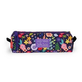 Legami - My Pencil Case, Flowers, Zip Closure, Recycled Plastic, Durable, Large, Practical, for School, Office, 22 x 6 cm, Purple, Contemporary