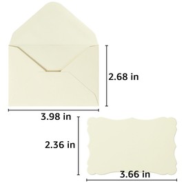 100 Pack Mini Envelopes with Blank Note Cards Small Self-Adhesive Envelopes Small Business Card Envelopes(4 x 2.7 Inches, Cream)