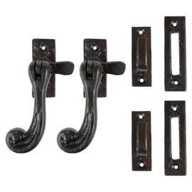 Hammer and Tongs - Rustic Window Fastener - Left Handed - W45mm x H110mm - Black - Pack of 2
