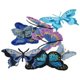 Uniquer - 10 parches para planchar con mariposas azules, delicados parches de reparación de apliques de bordado, parches para coser y decorar manualidades, jeans, chaquetas, bolsas, tela