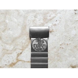 NICKSTON Saint George Engraved Band Compatible with Garmin Fenix 7X Solar Sapphire 6X Pro 5X Plus Fenix 3 Descent Mk1 Mk2 Mk2i Silver Stainless Steel Strap S-DK2-A26 (8" (203mm) Wrist Size)