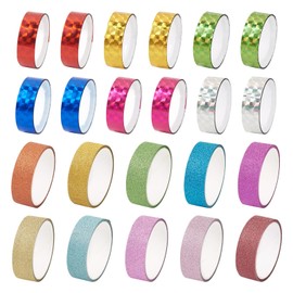 Craftdady 22 Rolls Laser Glitter Washi Tape Set Mixed Color Decorative Tapes 11/14 mm Masking Tape for Bullet Journal Scrapbook Christmas DIY Crafts Gift Packaging