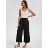 Les umes Womens Linen Wide Leg Cropped Pants High Elastic