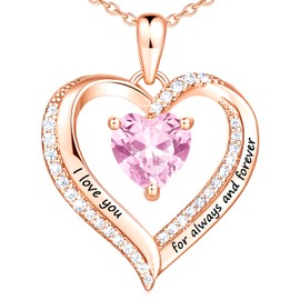 ENROSE Christmas Gifts for Women, 925 Sterling Silver Necklace for Women, Heart Birthstone Necklaces for Women, Birthday Gifts for Womens Jewelry Christmas Valentines Day Gifts for Wife Girlfriend Her