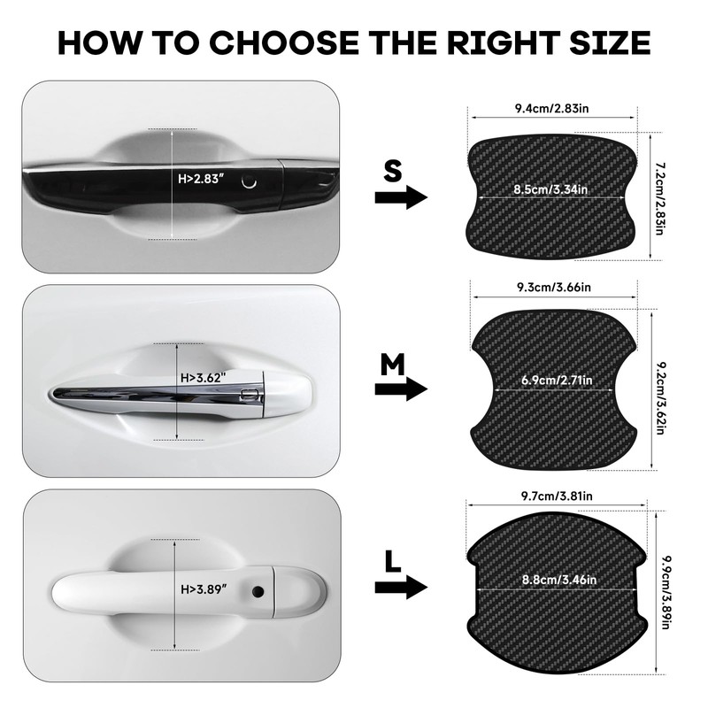 Car Door Handle Protector, 4Pcs TPU Carbon Fiber Anti-Scratches Protectors,