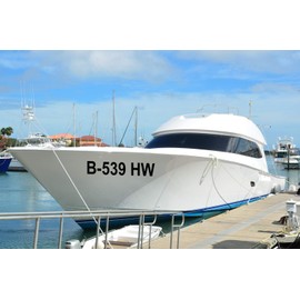 ShirtInStyle Boat Sticker Boots Number Number Plate Set of 2 8 cm High Sticker Foil Colour White