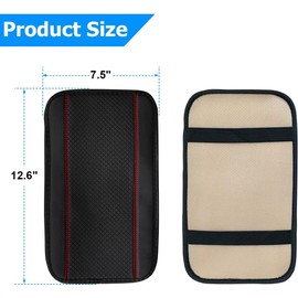 Car Armrest Storage Box Mat, Fiber Leather Car Center Console Cover, Car Armrest Seat Box Cover Accessories Interior Protection for Most Vehicle, SUV, Truck, Car (Black/Red)