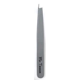 Mr Tweeze Stainless Steel Slant Tweezers, Gray - Compares to TweezerGuru
