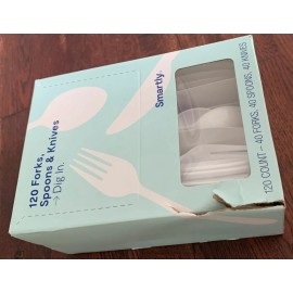 Party Bargains Plastic Forks, Spoons, Knives - 120ct - Smartly, may have small tear in box
