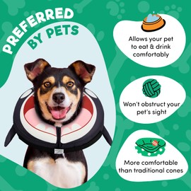 BENCMATE BENCMATE Inflatable Dog Cone Collar Alternative, Soft Dog Cone for Small Medium Large Dogs and Cats, Neck Recovery ECollar Donut Collar After Surgery (Large+, Orca)