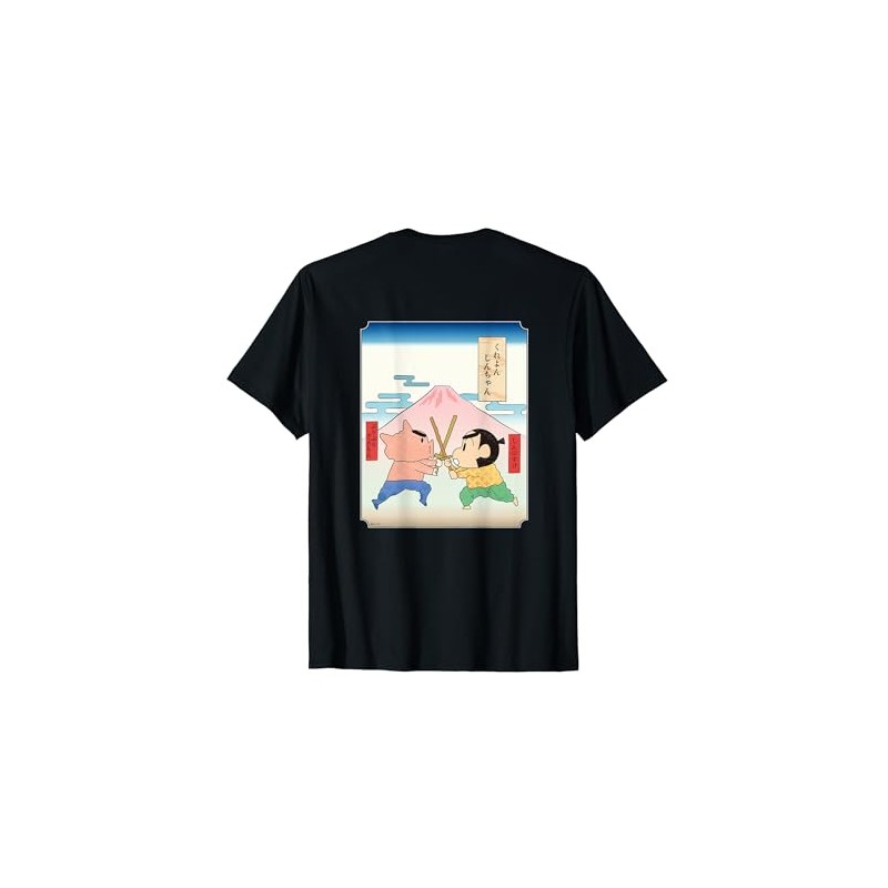 Crayon Shin-chan Samurai Shin-chan VS Buri Burizaemon T-shirt, Black