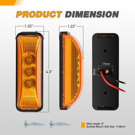 GOOACC 3.9Inch Side Marker Light 2PCS Amber 3LED Front Rear Clearance Indicator Fender Lights Waterproof Surface Mounted For Truck Trailer Camper RV UTV Bus