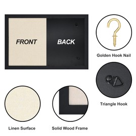 Egofine Cork Board Bulletin Board with Linen, 16x11 Wood Frame Pin Board Wall Decor, 2 Pack Cork Boards for Walls, Hanging horizontal or Vertically for Office Home Decor School Kitchen, Black