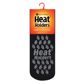 HEAT HOLDERS - Men's 2.3 TOG Winter Warm Chic Ankle Socks Thick Socks Non-Slip Thermal Socks with Grip, LC Black