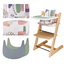 for Tripp Trapp High Chair Cushion, Soft and Comfortable for Baby Seat Cover with 2 Pieces High Chair Placemat, for Tripp Trapp Baby Cushion Makes Baby Sitting More Comfortable (Light Print)
