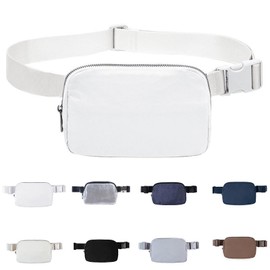 Jormey Fanny Packs for Women Men, Waterproof Cross Body Belt Bag with Adjustable Strap, Fashion Waist Packs Crossbody Bagsfor Workout Running Traveling Hiking（White）