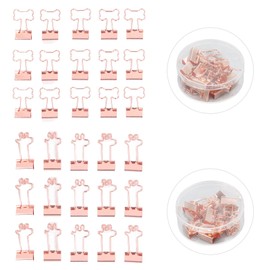 30 Pcs Binder Clips Powerful Clamping Force Deer Bone Shapes Handle Rose Gold Paper Clamp with Storage Box for School Office