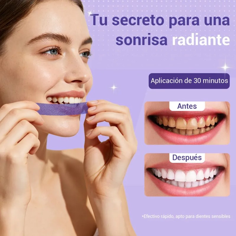 Joveeco Tiras Blanqueadoras Moradas 21 Tratamientos 42 Pieza