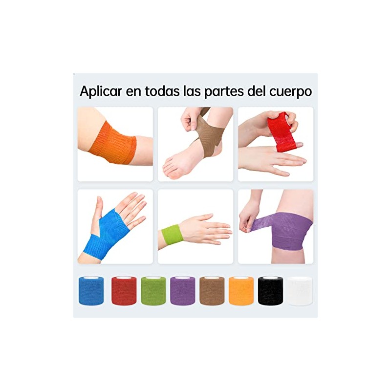 Vendaje Deportivo Autoadherible 6 Roll (Mezcla de Colores), Venda Adhesiva