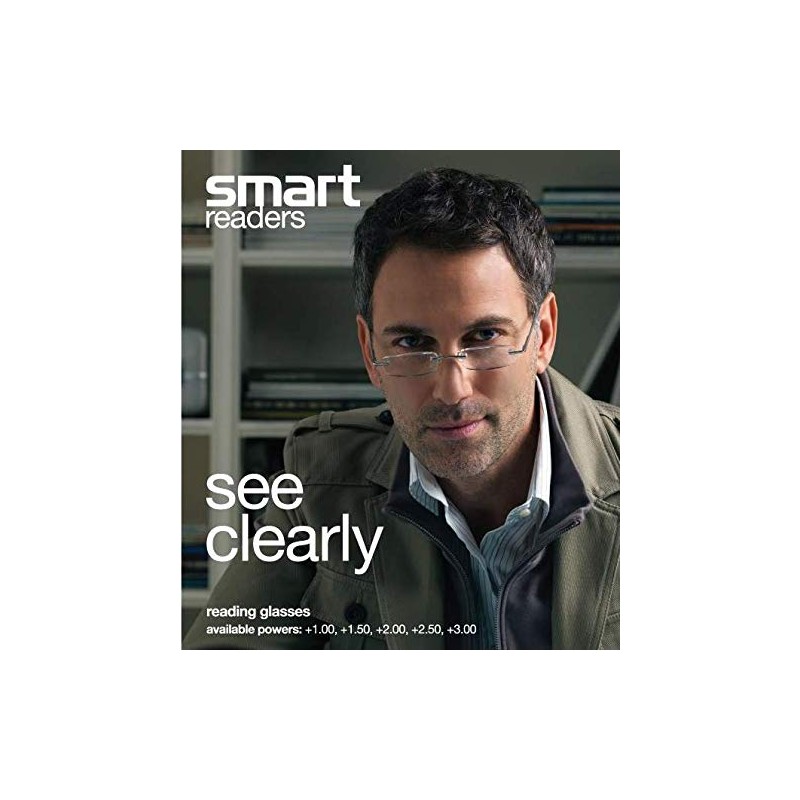 B+D SMART POP White Reading Glasses +2.50