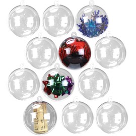 Iconikal Fillable Craft Clear Plastic Ball Ornament, 12-Pack (2-Inch (5cm))