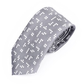 Maker V Video Game Necktie - Geometric - Retro Gaming Necktie in Grey and White - Video Gamer Gift for Men, One Size (b42)