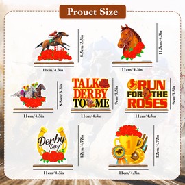 7pcs Derby Horse Party Decorations Horse Racing Table Centerpieces Decorations Horse Racing Festival Wooden Tabletop Centerpieces for Party Supplies
