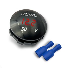 MOXRUQ Car Voltmeter Gauge, 12V -24V LED Digital Display Voltmeter, Mini Automotive Power Monitor Indicator, Waterproof Round Led Voltage Meter Indicator, Universal for Cars Trucks Boats (Red LED)