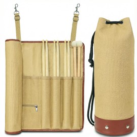 FEILOONG Drum Stick Bag, Crossbody Shoulder Strap Portable Vintage Drumstick Bag Kit Gifts for Drummers, Beginners, Khaki