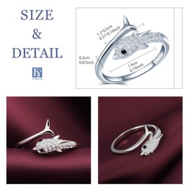 Yumilok Women's Ring Dolphin Ring Cubic Zirconia Wedding Ring Engagement Ring Friendship Ring Lifestyle Ring 925 Sterling Silver Adjustable for Women, Sterling Silver Sterling silver Zirconia, Cubic