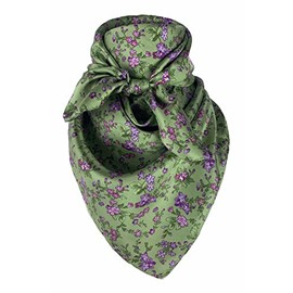Austin Accent Cowboy Bandana 100% Silk Scarf Wild Rag 34 Inch Multiple Colors (Sage Purple Floral)