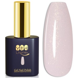 Sheer Nude Ligth Pink Glitter Gel Nail Polish，15ml Jelly Soft Nude Fine Shimmer UV Gel, HEMA Free SF608