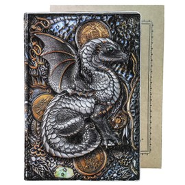 YHH Diary Lined for Adults Children, A5 Notebook Leather Vintage, Embossed, Hard Cover, Drawing Ribbons, 200 Pages, Lined Journal Notebook for Women, Business, Office, School, Magic, 3D Dragon,