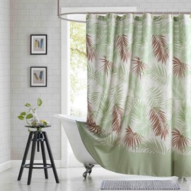 BESTRIPES Fabric Shower Curtain, Sage Green and Brown Tropical Plant Leaf Print Shower Curtains for Bathroom, Waterproof Bathroom Curtains, 72" W x 72" H