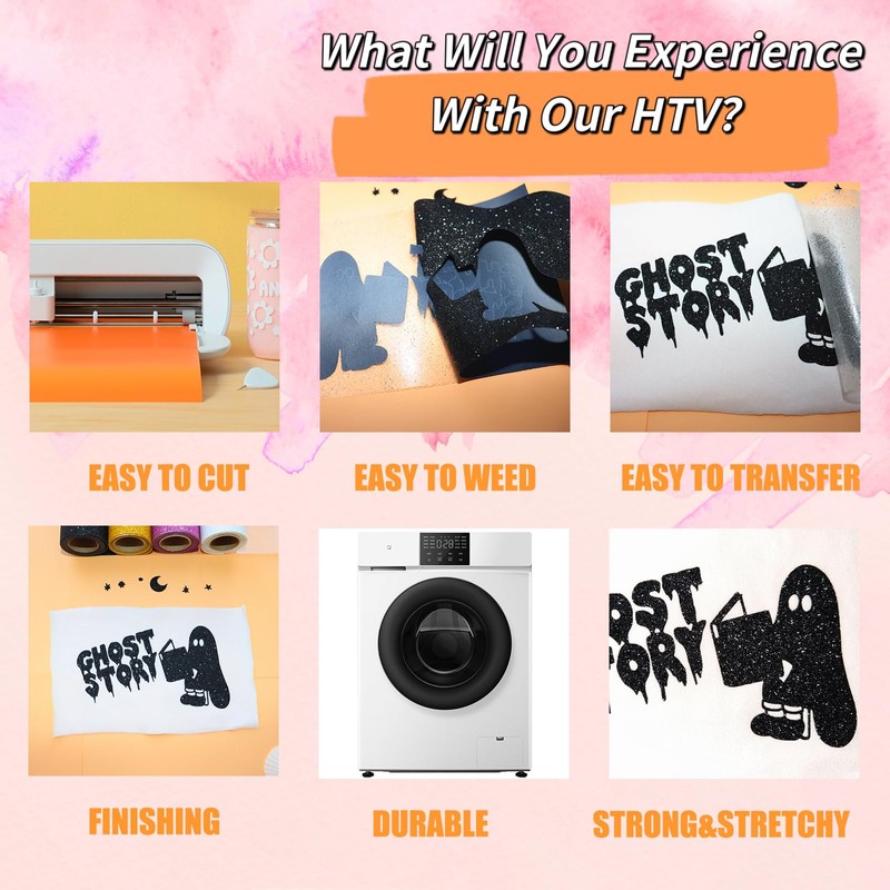 Glitter Heat Transfer Vinyl 12" x 5ft Black Glitter Iron