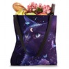 Black Purple Cat Witchy Crescent Moon Tote Bag