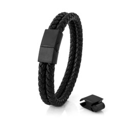 Akitsune Simplicitas Leather Bracelet – Magnetic Premium Bracelet Men and Women, Braided Men Handmade Bracelet – Silver, Matte Black, Gold, Stainless Steel