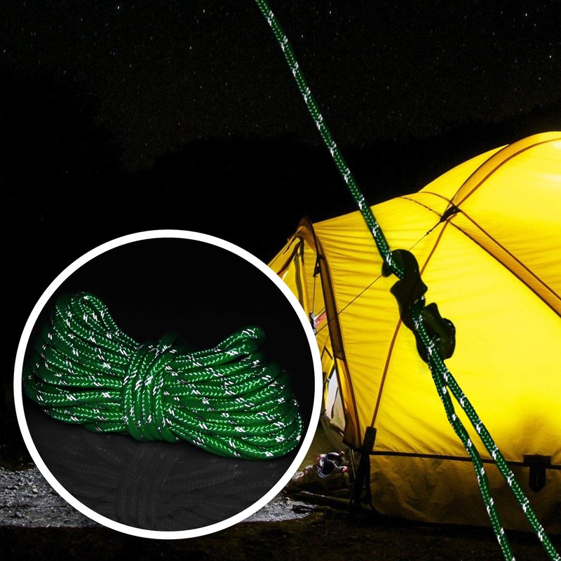 COM-FOUR® 4x guy ropes, each 4m for camping, reflective in