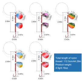 Walleye Spinner Rig Kit, 5 Pack Crawler Harness Live Bait Rigs Walleye Rig Colorado Spinner Blades Beads Octopus Hook Freshwater Saltwater Fishing Lure Rigs