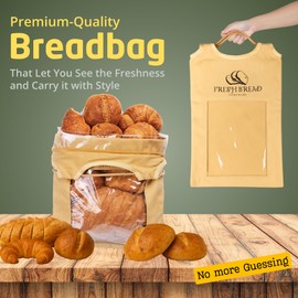 Reusable Linen Bread Bags for Homemade & Sourdough Bread – 2 Pack (XL & XXL) | Cloth Bread Bags with Clear Window, Zipper & Handle – Eco-Friendly Bread Storage Bags