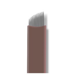 Pack of 50 Precision Coffee Brown Disposable Microblading Needles Nano 0.18 mm Needles Microblades Sizes Available: 14 Slope, 16 Slope, 18 Slope, 18U, 21U (14 Slope)