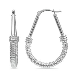 LeCalla Sterling Silver Jewellery Italian Design Drop Shape Band Earrings for Women, Sterling Silver, No Gemstone