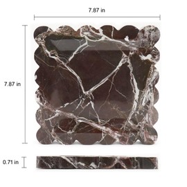 Kesoniku Square Marble Decorative Tray with Scalloped Edge, Luxury Natural Stone Bathroom Vanity Tray, Dresser Top Perfume Coffee Home Kitchen Sink Tray, Key Trinket Ring