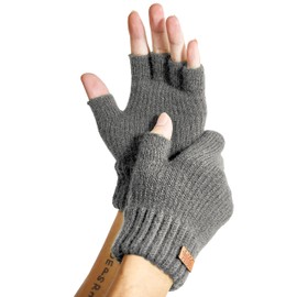 JYUYNY Fingerless Gloves, Fingerless Gloves, Cashmere Gloves, Winter Warm Knitted Gloves, Running, Cycling, Driving for Men and Women, lightgrey