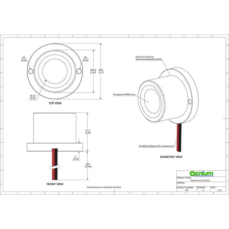 Oznium High Intensity LED Spotlight (Black Housing, UV LED)